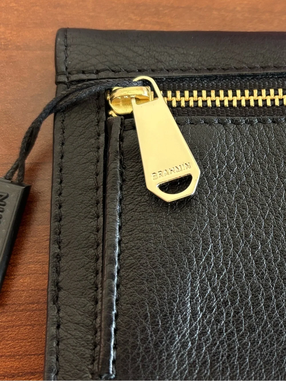new Brahmin slim bifold smooth black leather wallet
